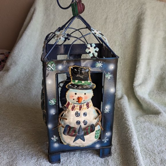 Christmas Metal Country-Style Lantern Hanging or Table Top Holiday Accent - Picture 3 of 8